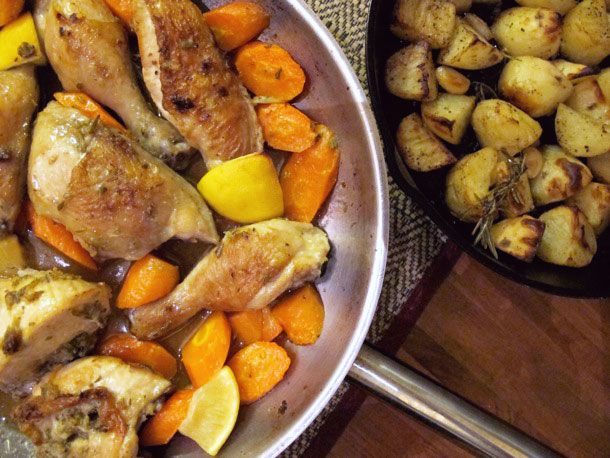 Honey-Lemon Herb Chicken with Crispy Rosemary Potatoes