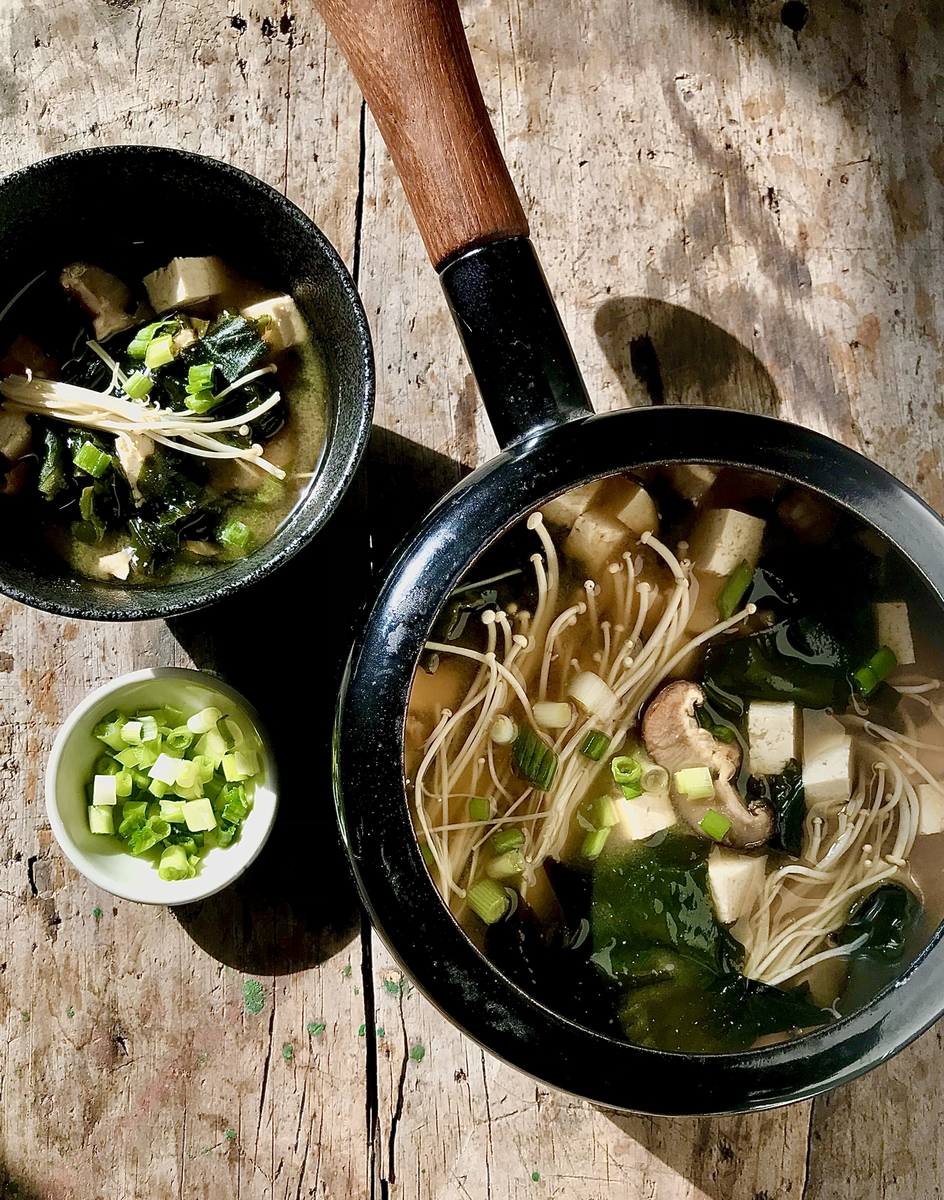 Kombu-Infused Miso Soup with Fresh Tofu and Wakiyama Seaweed