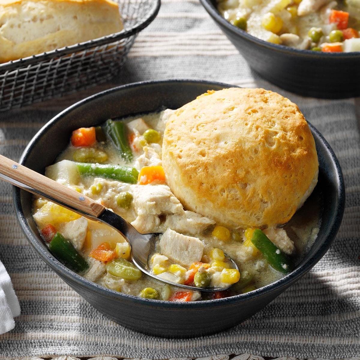 Slow-Cooker Chicken Pot Pie with Buttermilk Biscuits