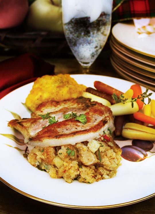 Bacon-Stuffed Pork Chops with Herb Butter