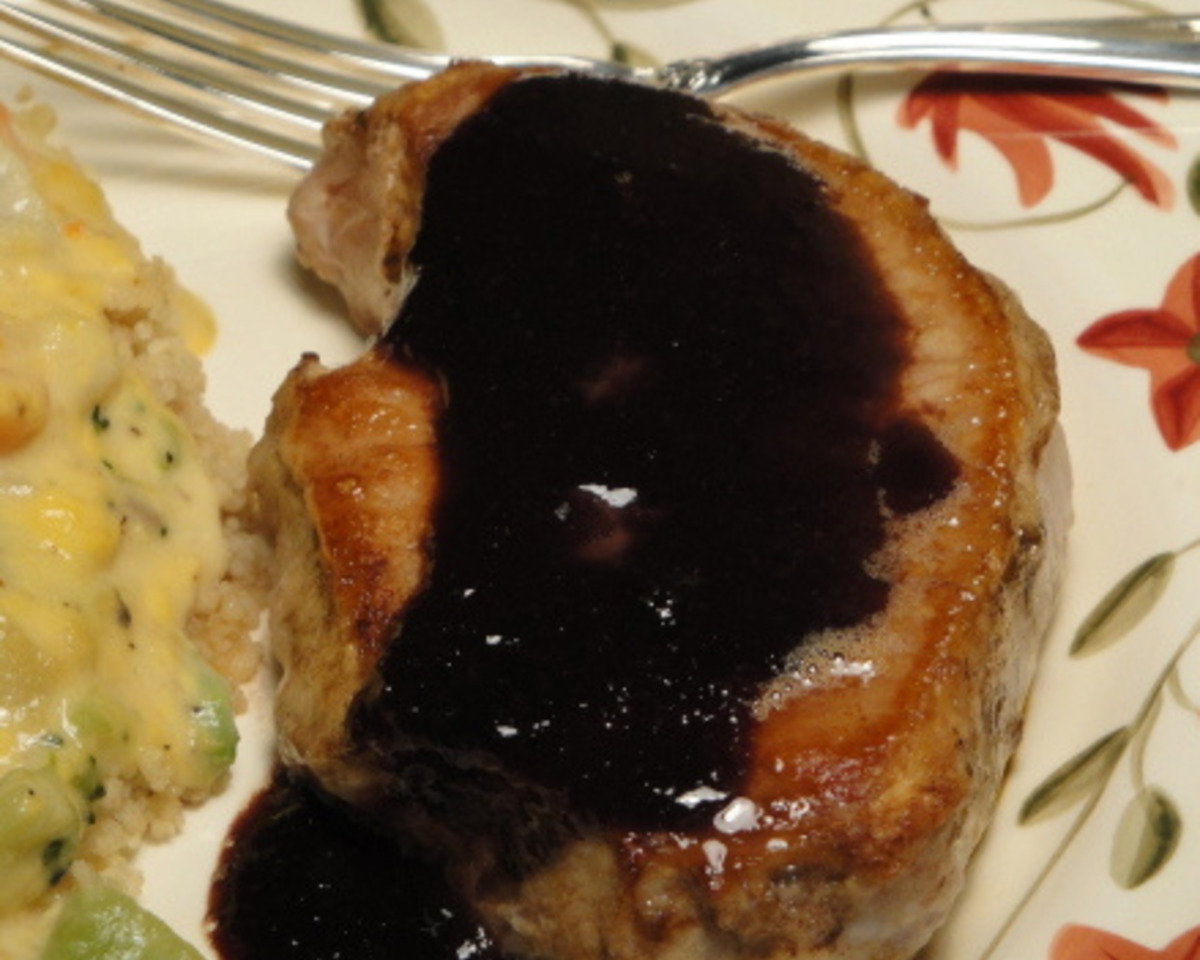 Juniper Berry Glazed Pork Chops with Rosemary Potatoes