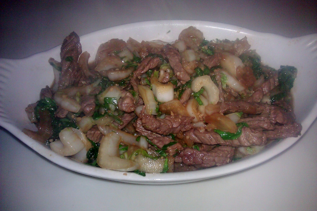Black Bean Glazed Beef with Bok Choy
