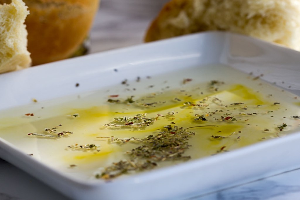 Aperol-Infused Olive Oil Dip with Herb Crisps