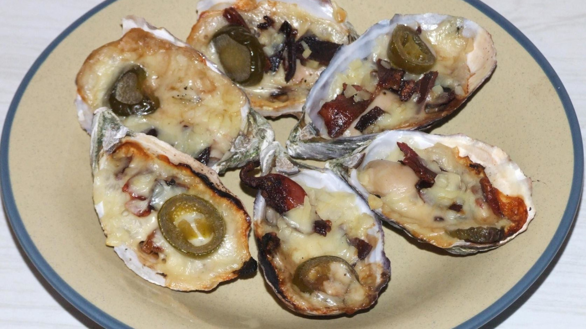 Smoked Peach & Bacon Glazed Oysters