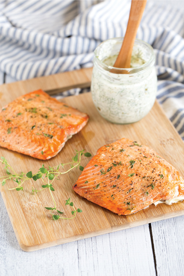 Crisp-Topped Salmon with Dill-Caper Sauce