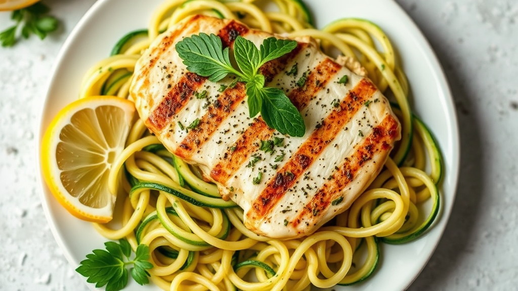 Lemon-Herb Grilled Chicken with Zucchini Noodles