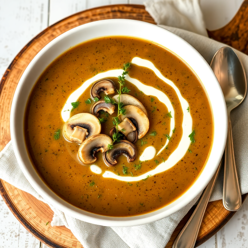 Idiomatic Herb-Infused Mushroom Soup