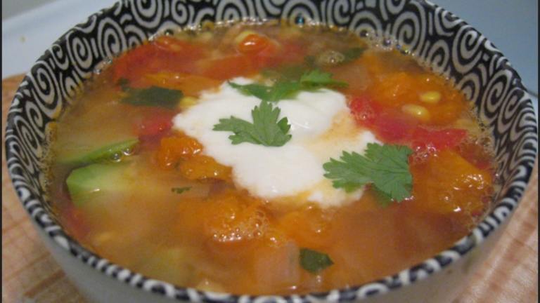 French-Style Chicken and Corn Soup with Mexican Chipotle