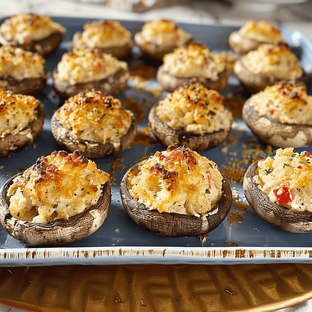 Creamy Avocado & Crab Stuffed Mushrooms