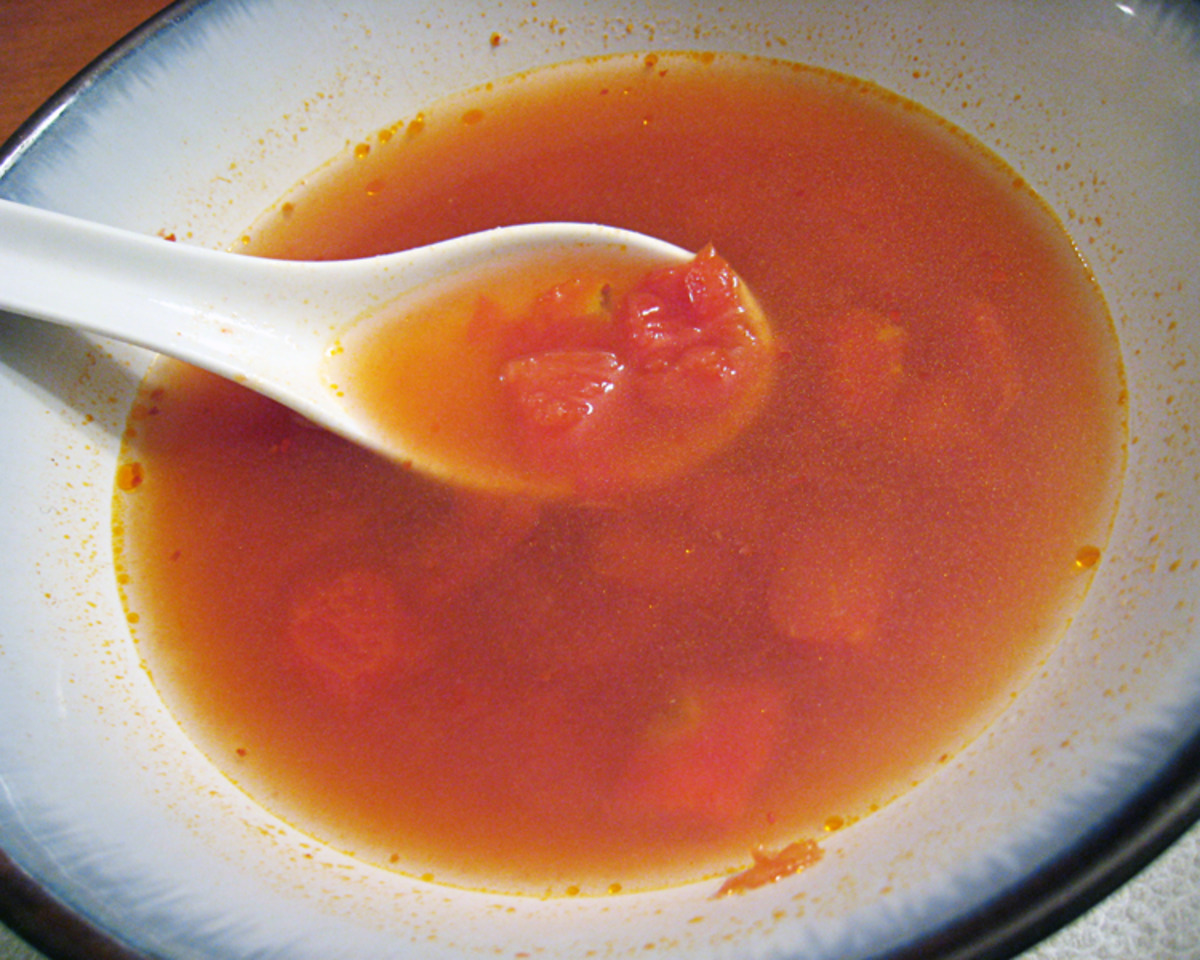 Tomato and Shrimp Soup with Asian Ginger