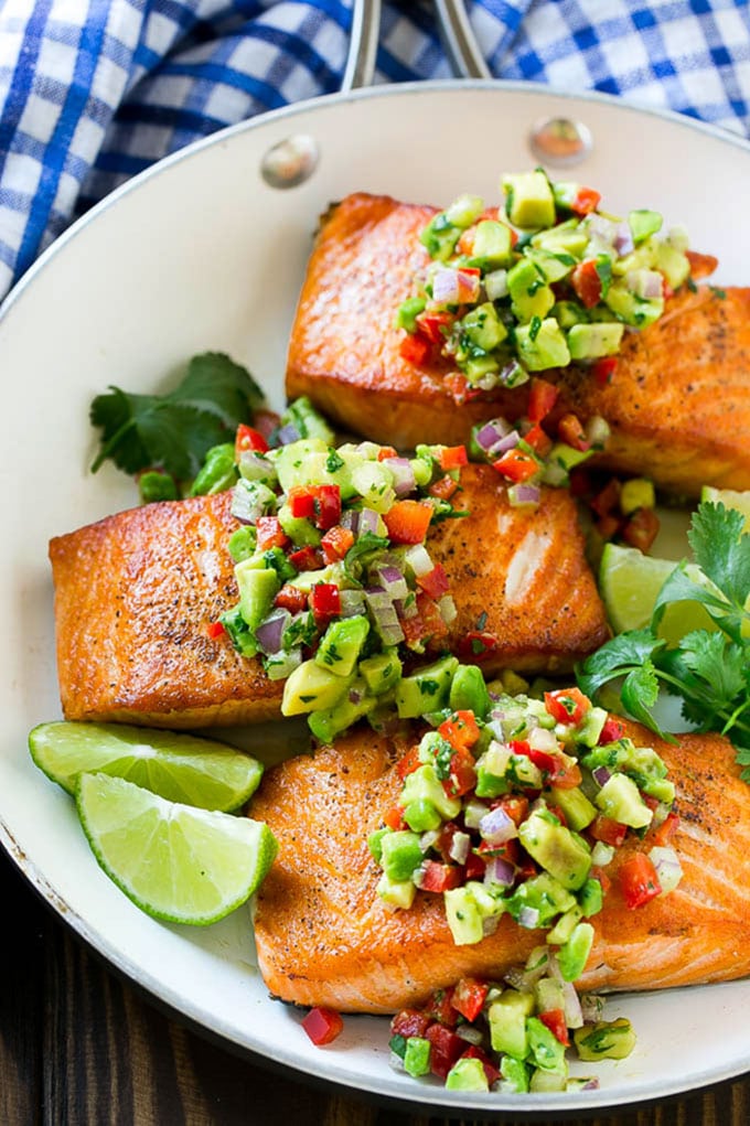 Salmon with Cumin and Avocado Salsa