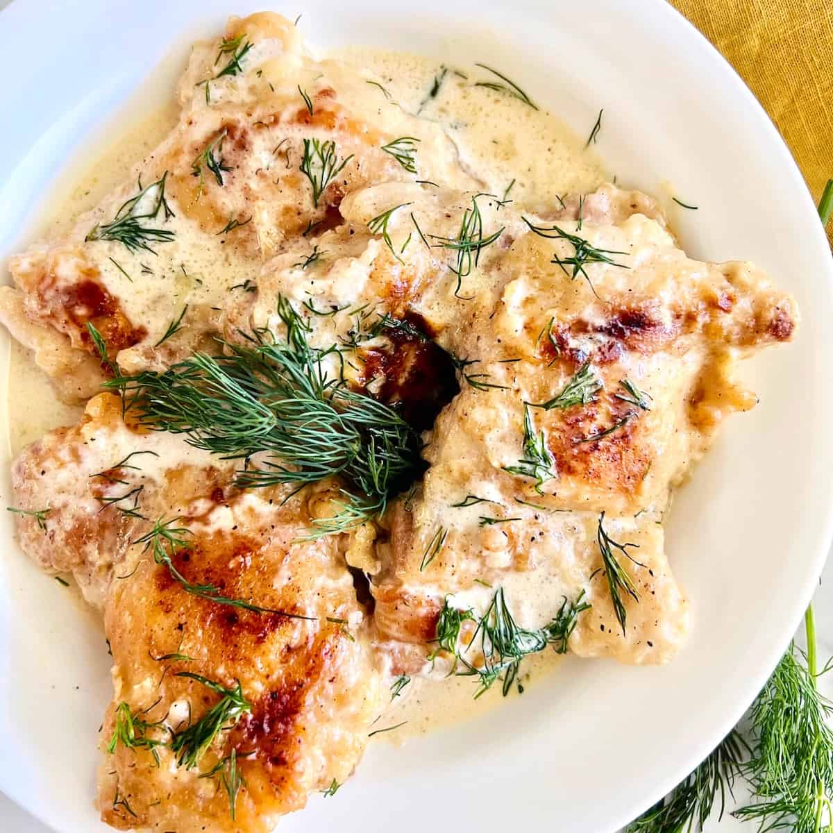 Pan-Seared Chicken Thighs with Lemon-Dill Sauce