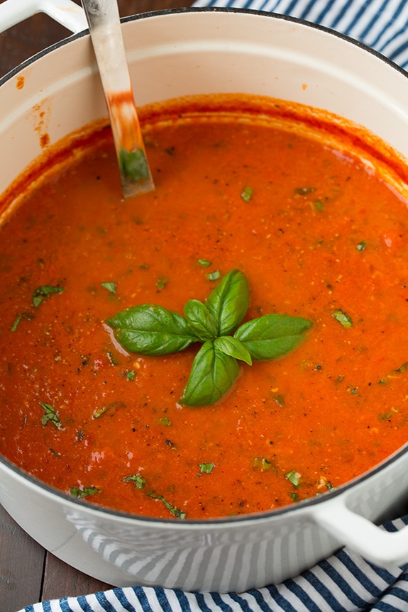 One-Pot Roasted Tomato and Basil Soup