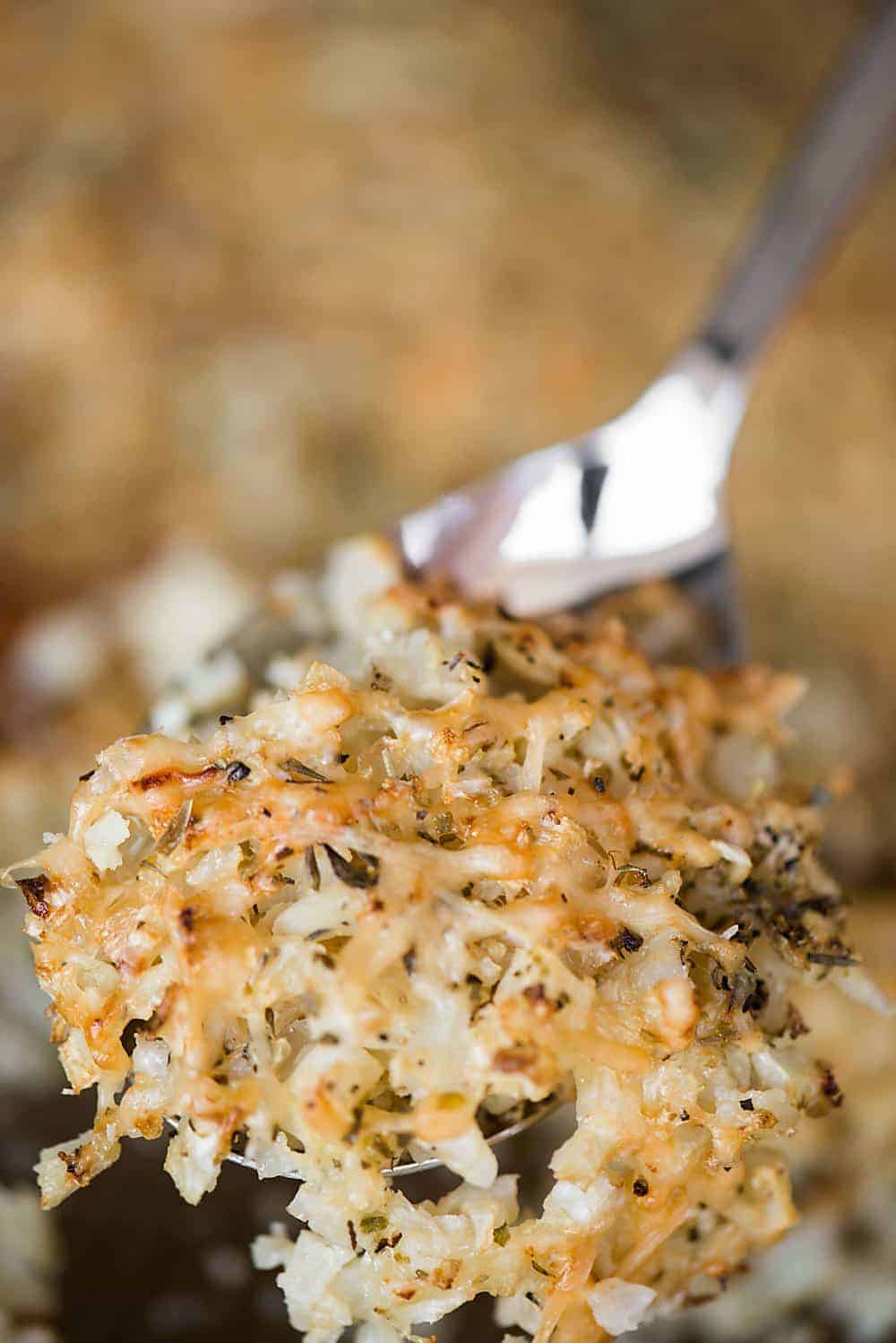 Stir-Fried Cauliflower Rice with Herbs and Parmesan