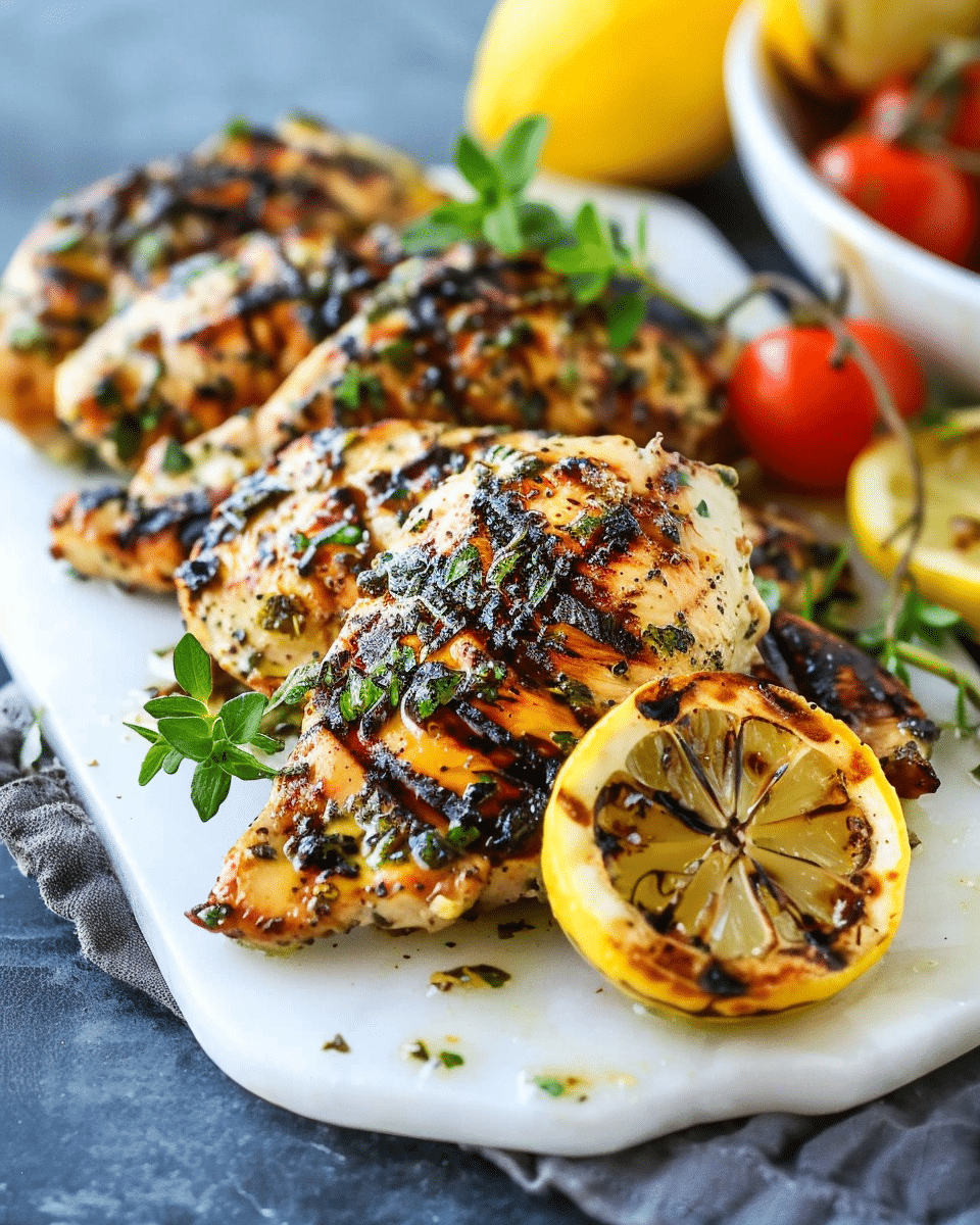 Grilled Lemon-Herb Chicken with Charred Summer Vegetables