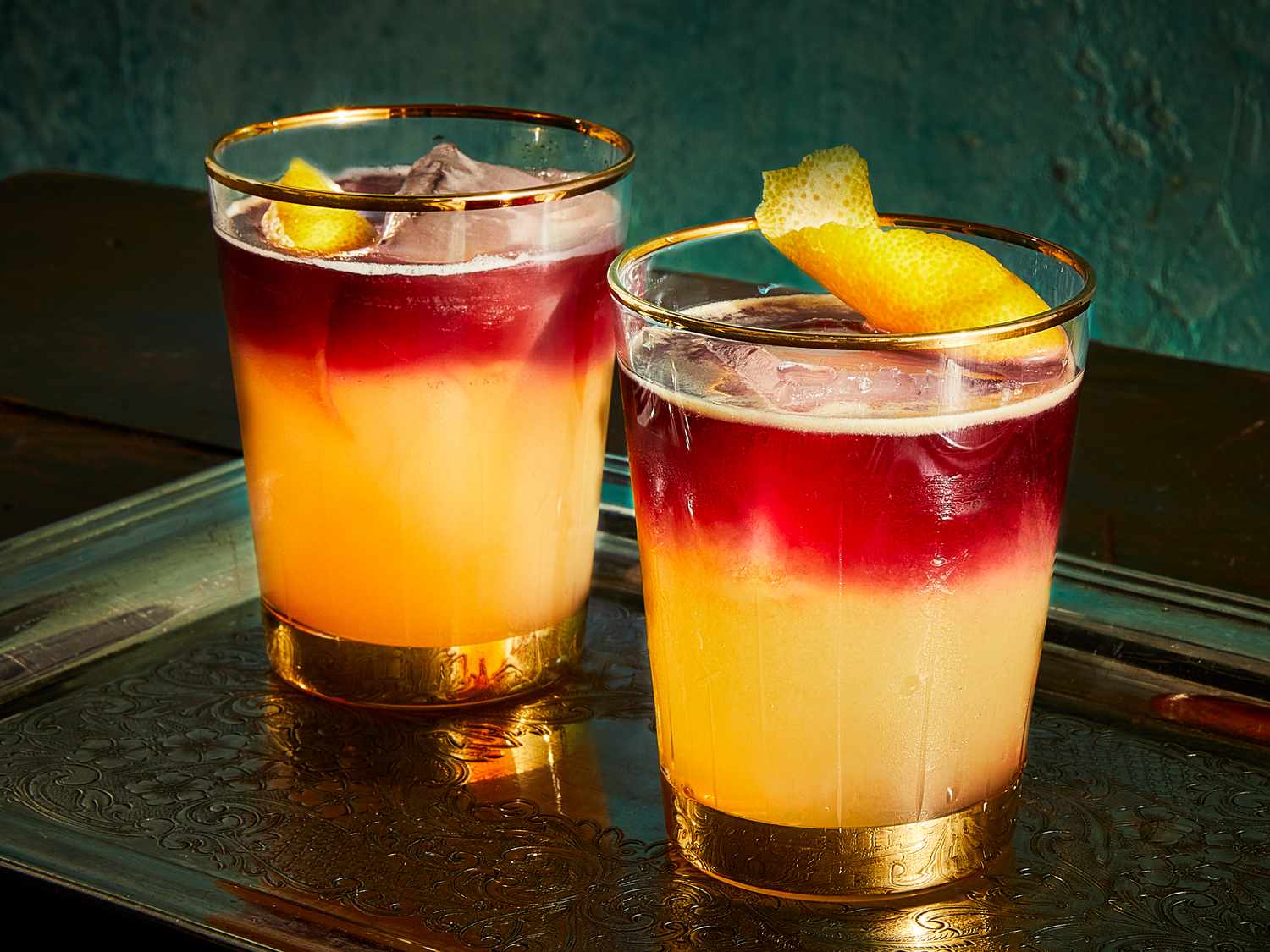 Shaken Bourbon Sour with Red Wine Float