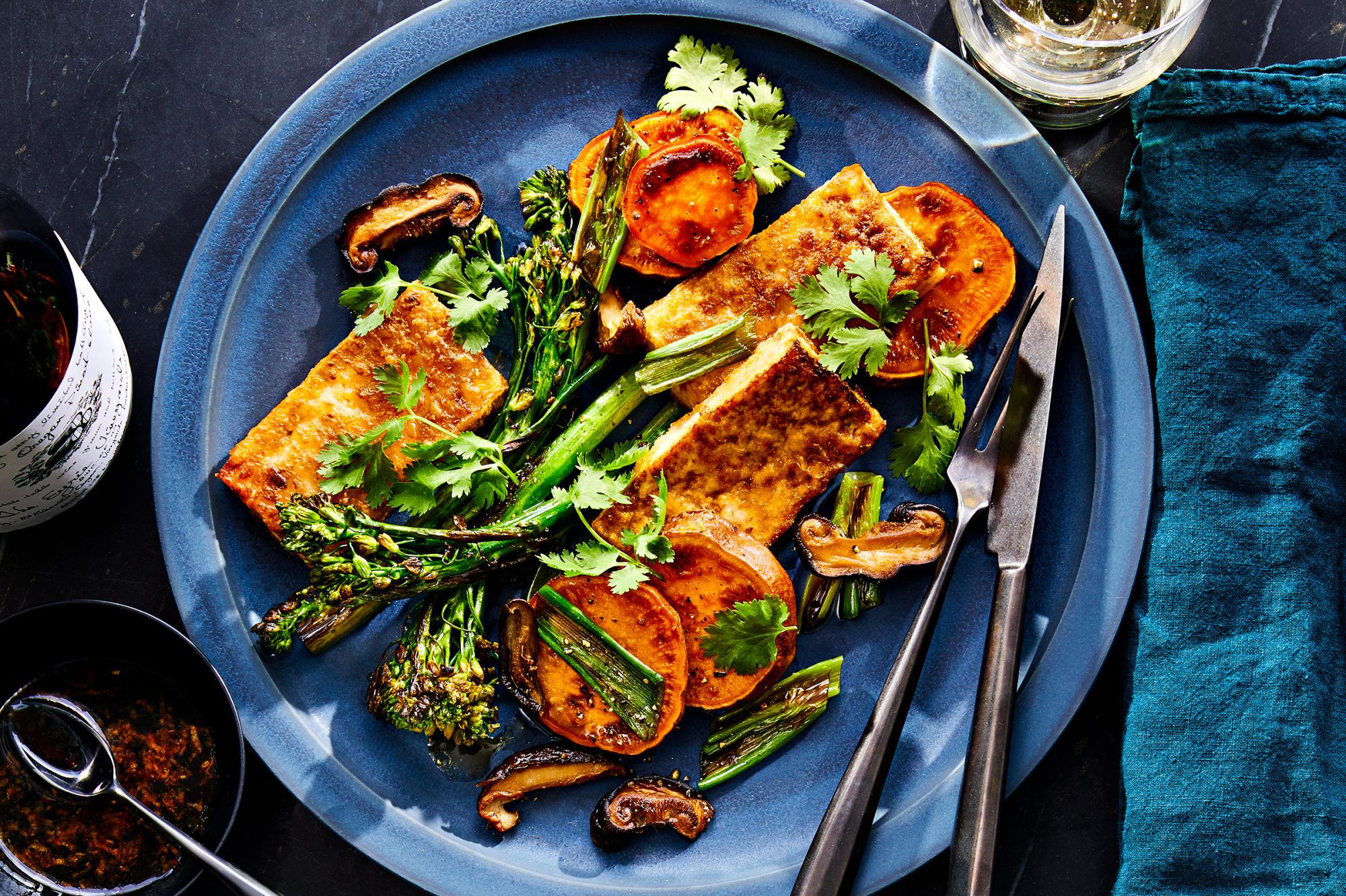 Sheet Pan Tofu and Broccoli with Lemon-Tahini Drizzle