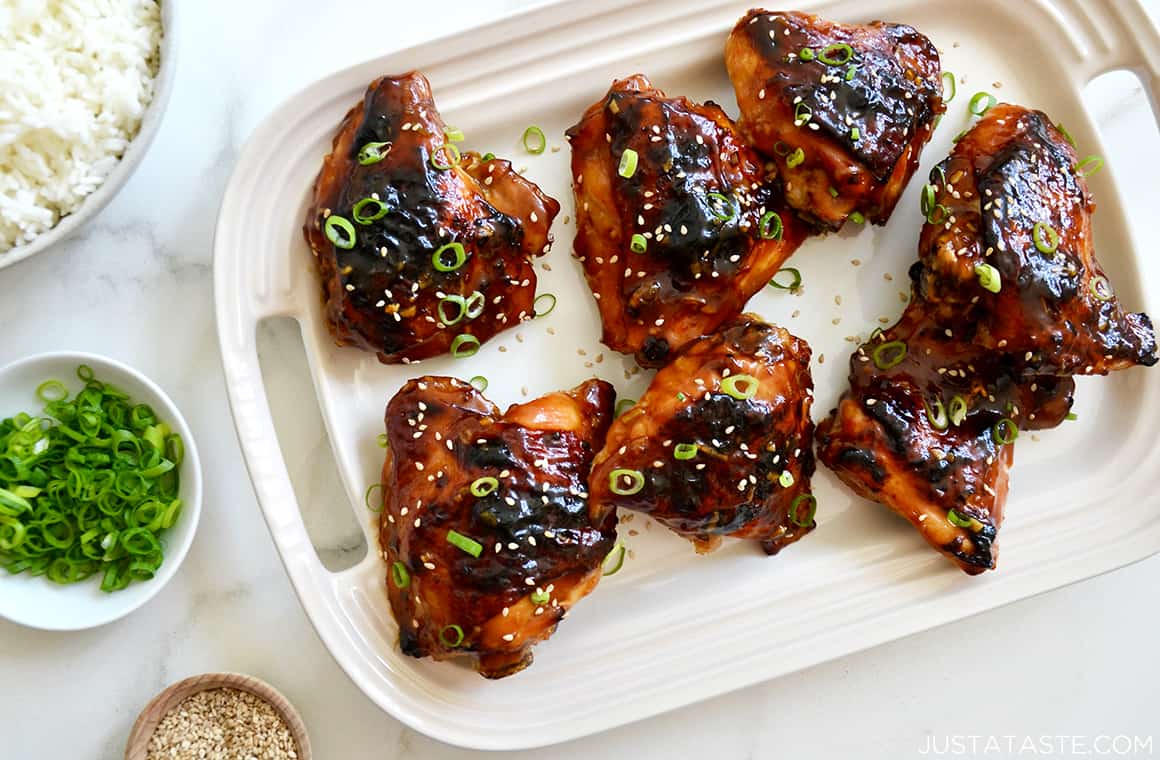 Honey-Soy Glazed Chicken Thighs with Sesame and Green Onions
