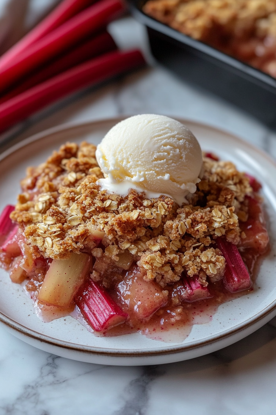 Rhubarb and Ginger Crisp with Oat Topping
