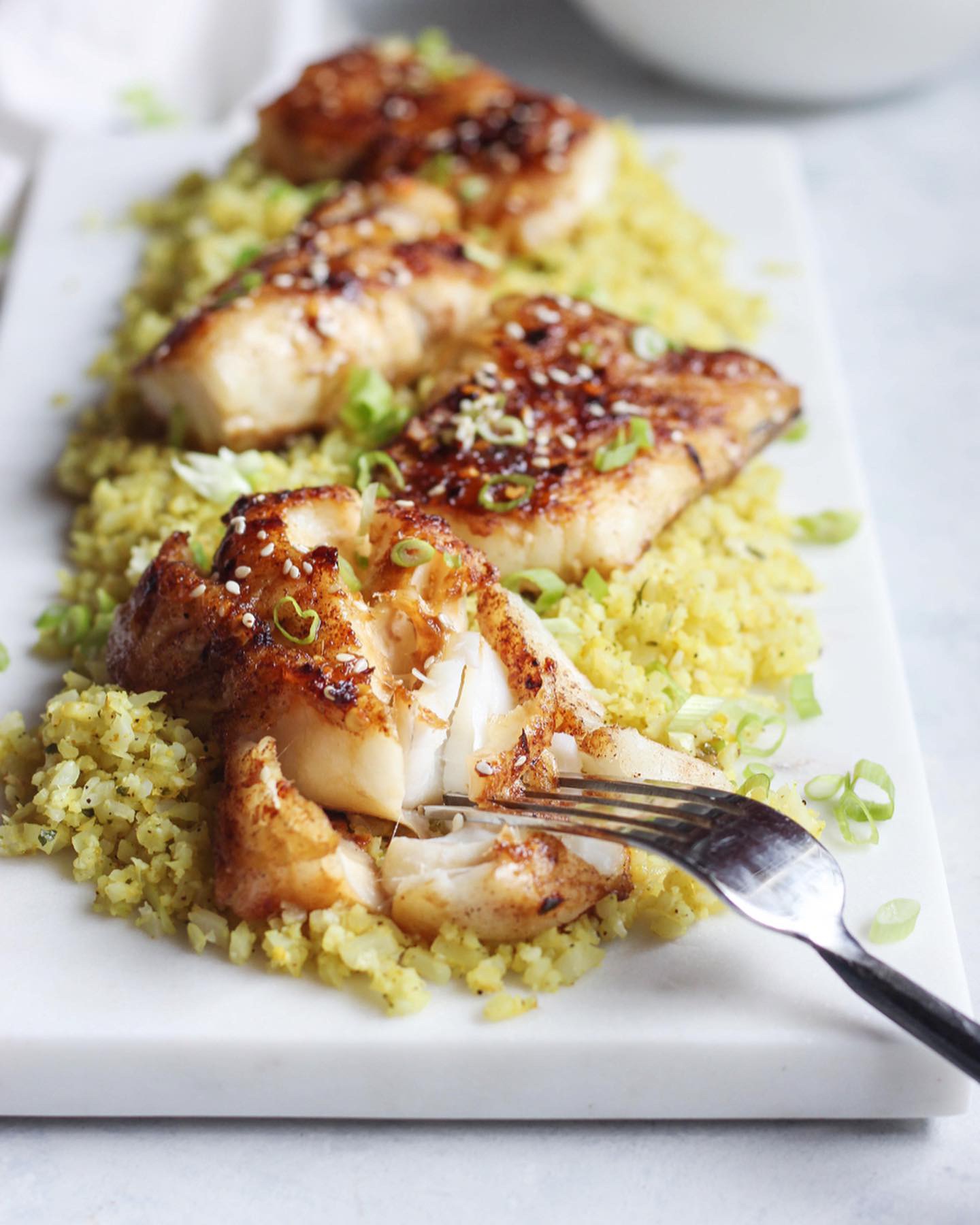 Baked Cod with Ginger-Soy Glaze and Sesame Veggies