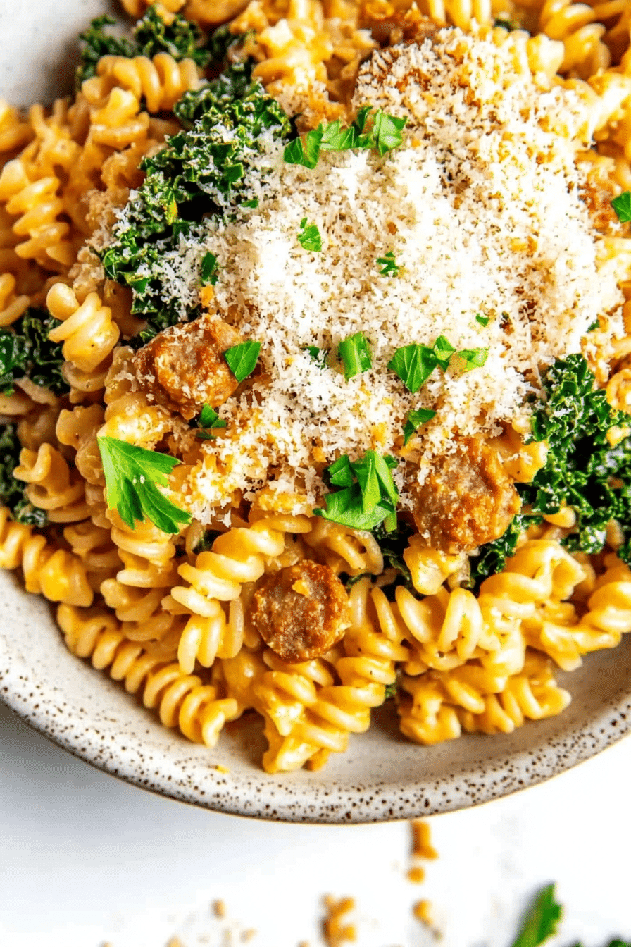 One-Pot Sausage and Kale Pasta with White Wine