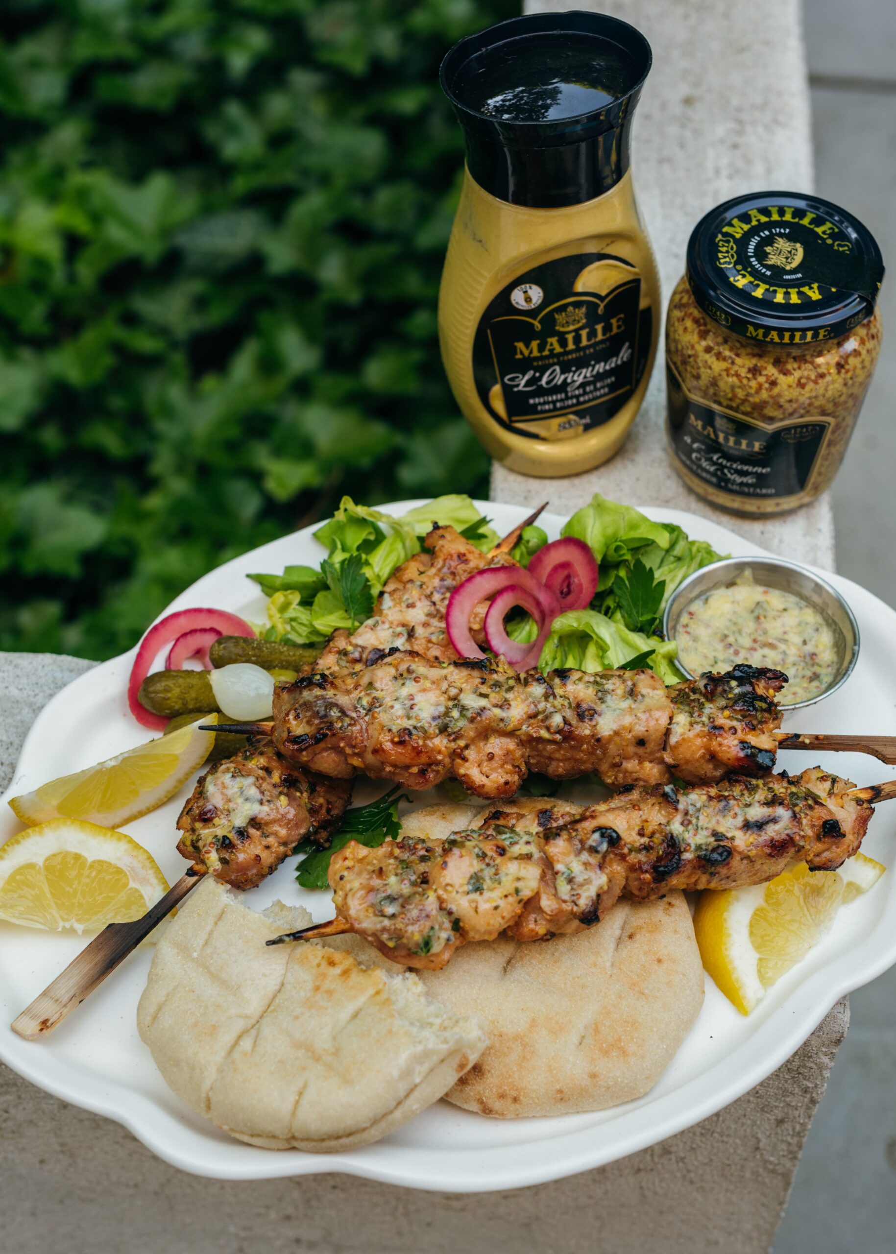 Soy-Ginger Marinated Chicken Skewers with Honey-Mustard Sauce