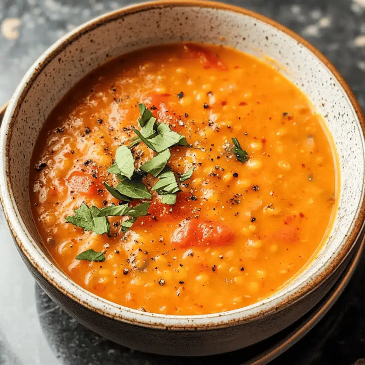 Simmered Tomato and Lentil Soup with Cumin and Turmeric