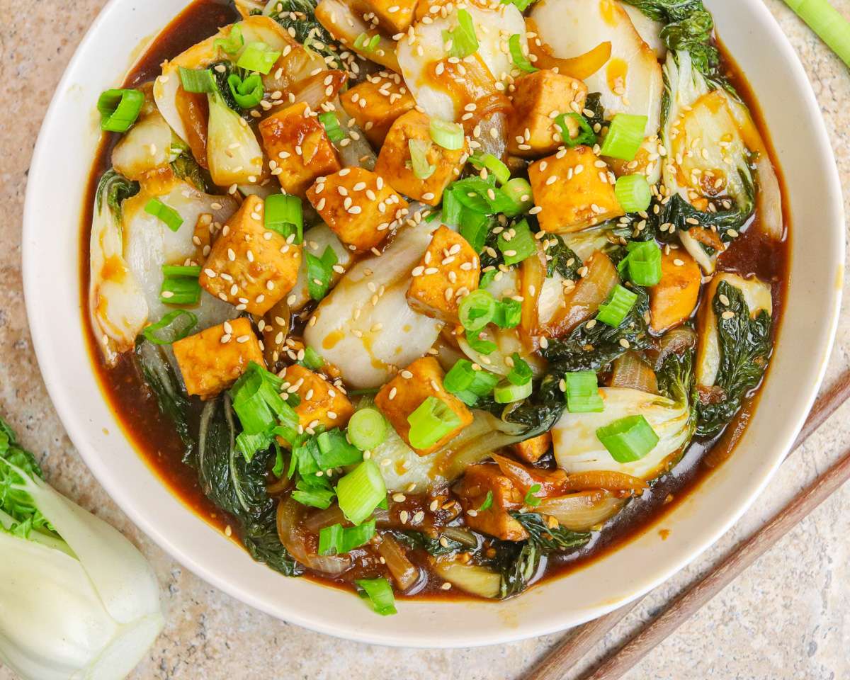 Stir-Fried Tofu and Bok Choy with Sesame Oil