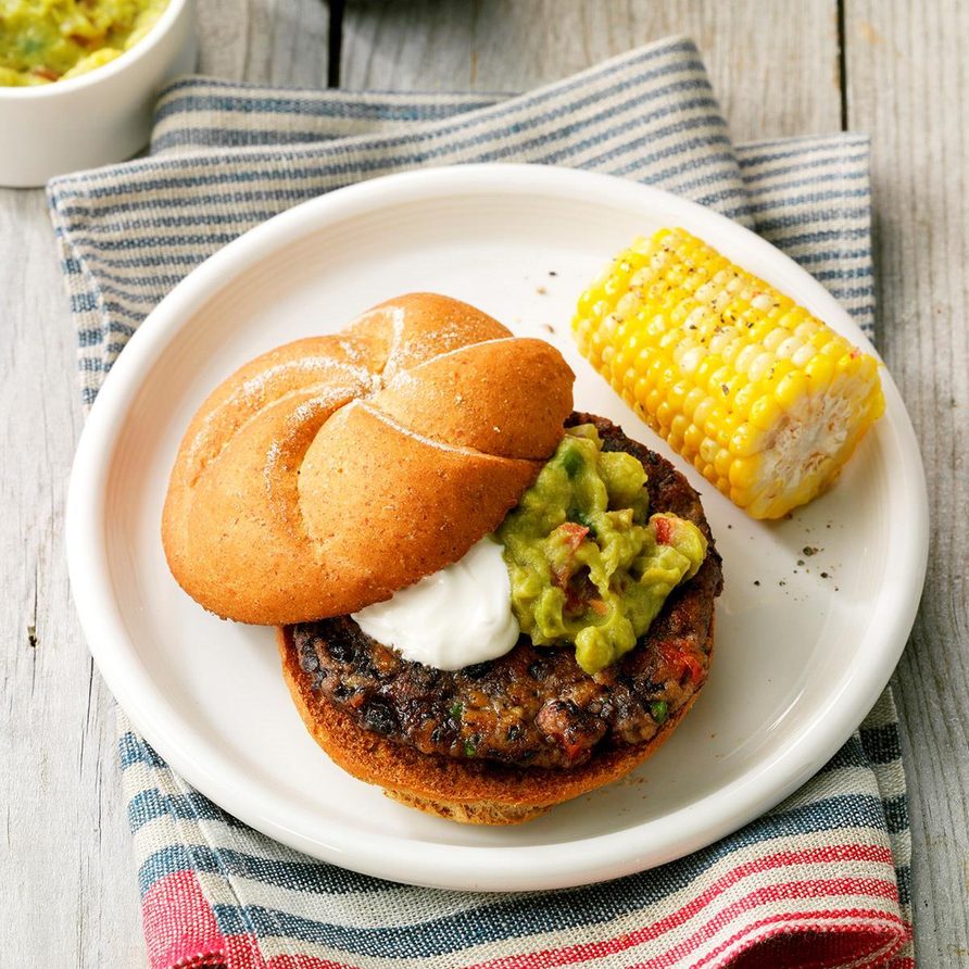 Cumin-Crusted Black Bean Burgers with Avocado Salsa