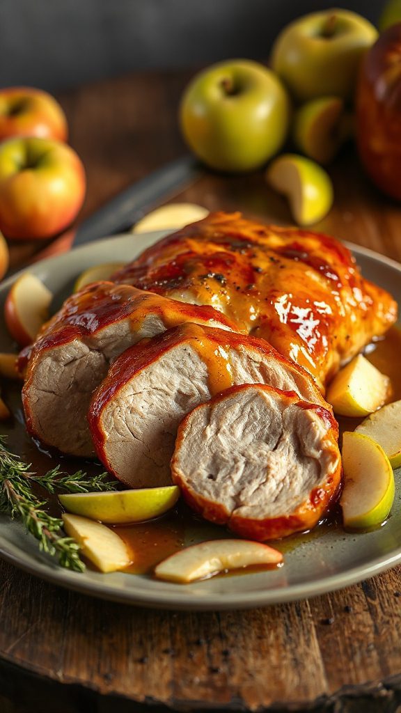 Honey-Mustard Pork Shoulder with Apple Slices