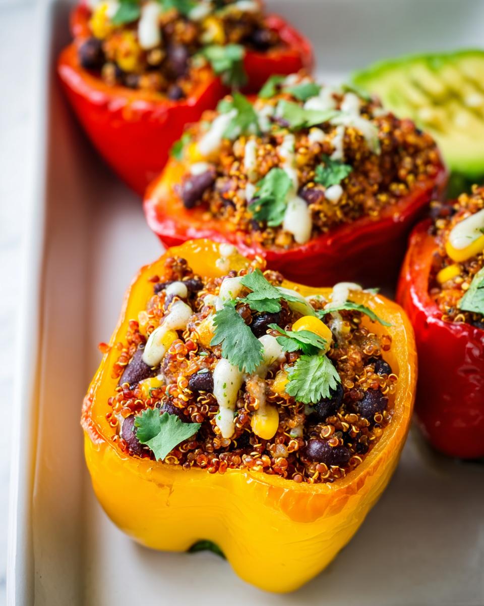 Baked Stuffed Bell Peppers with Quinoa and Black Beans