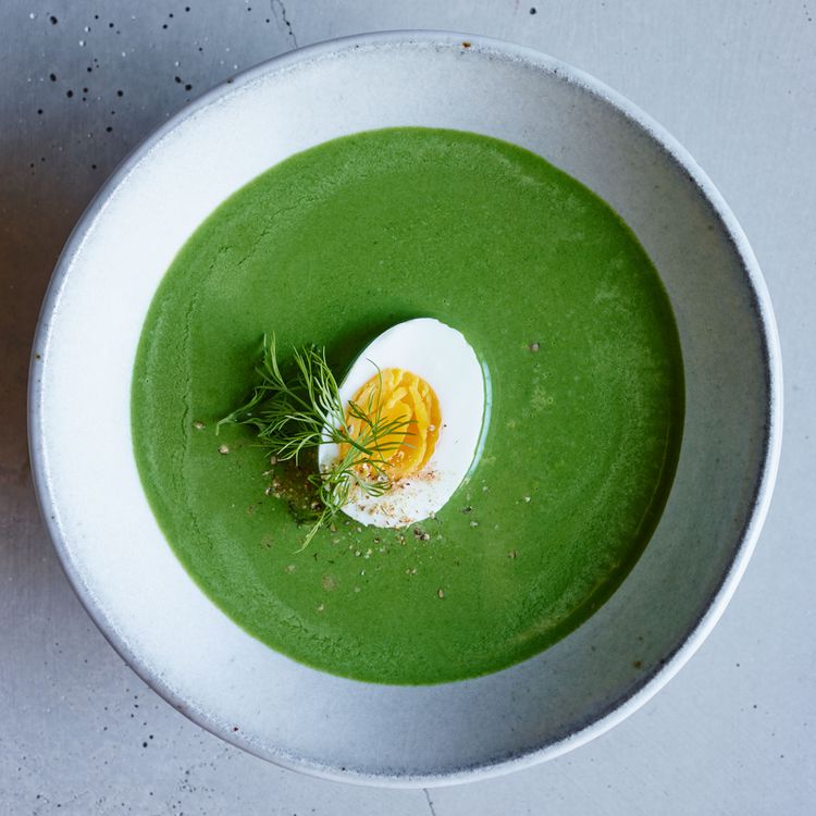Lemon-Dill Soup with Baby Spinach