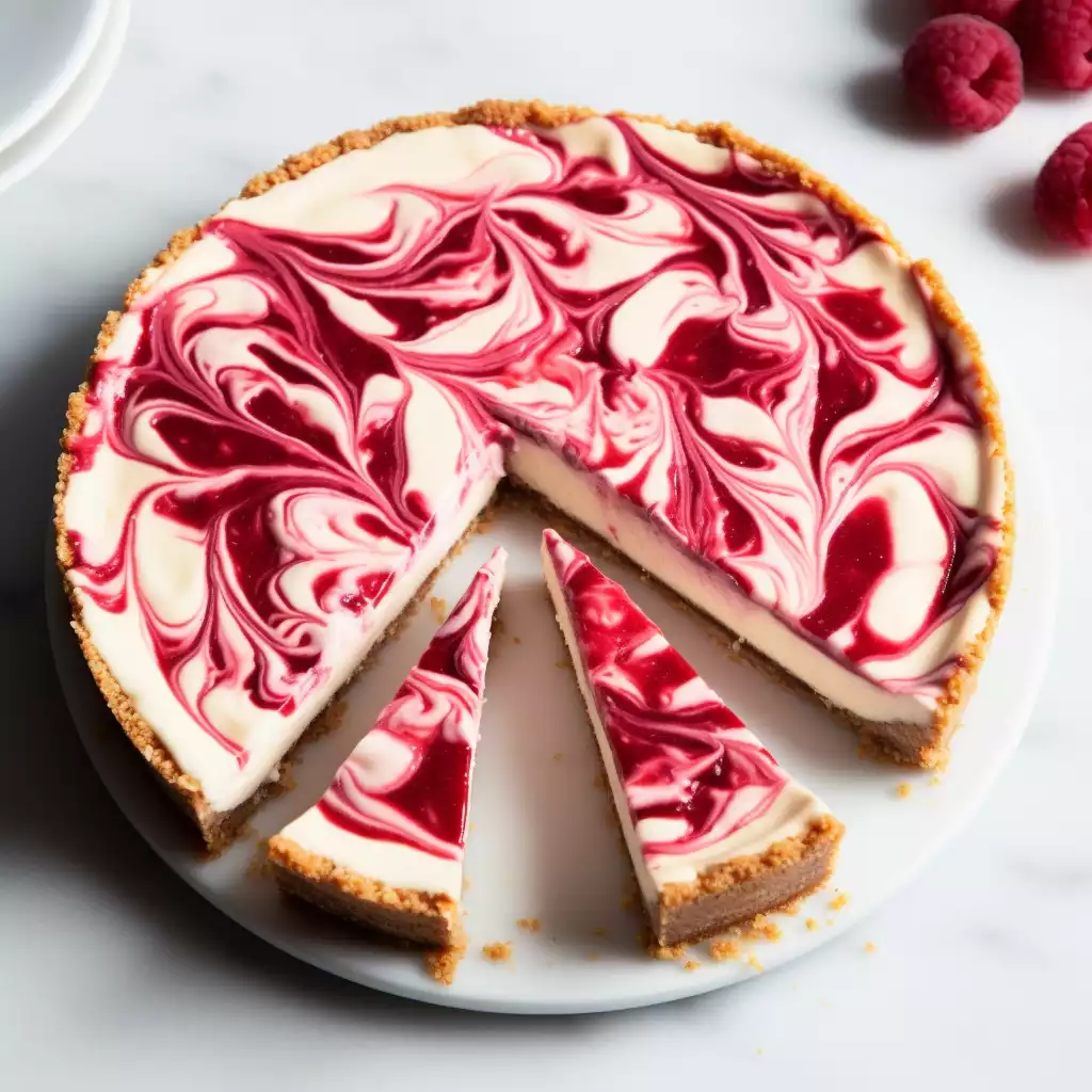 Coconut Flour Cheesecake with Raspberry Swirl