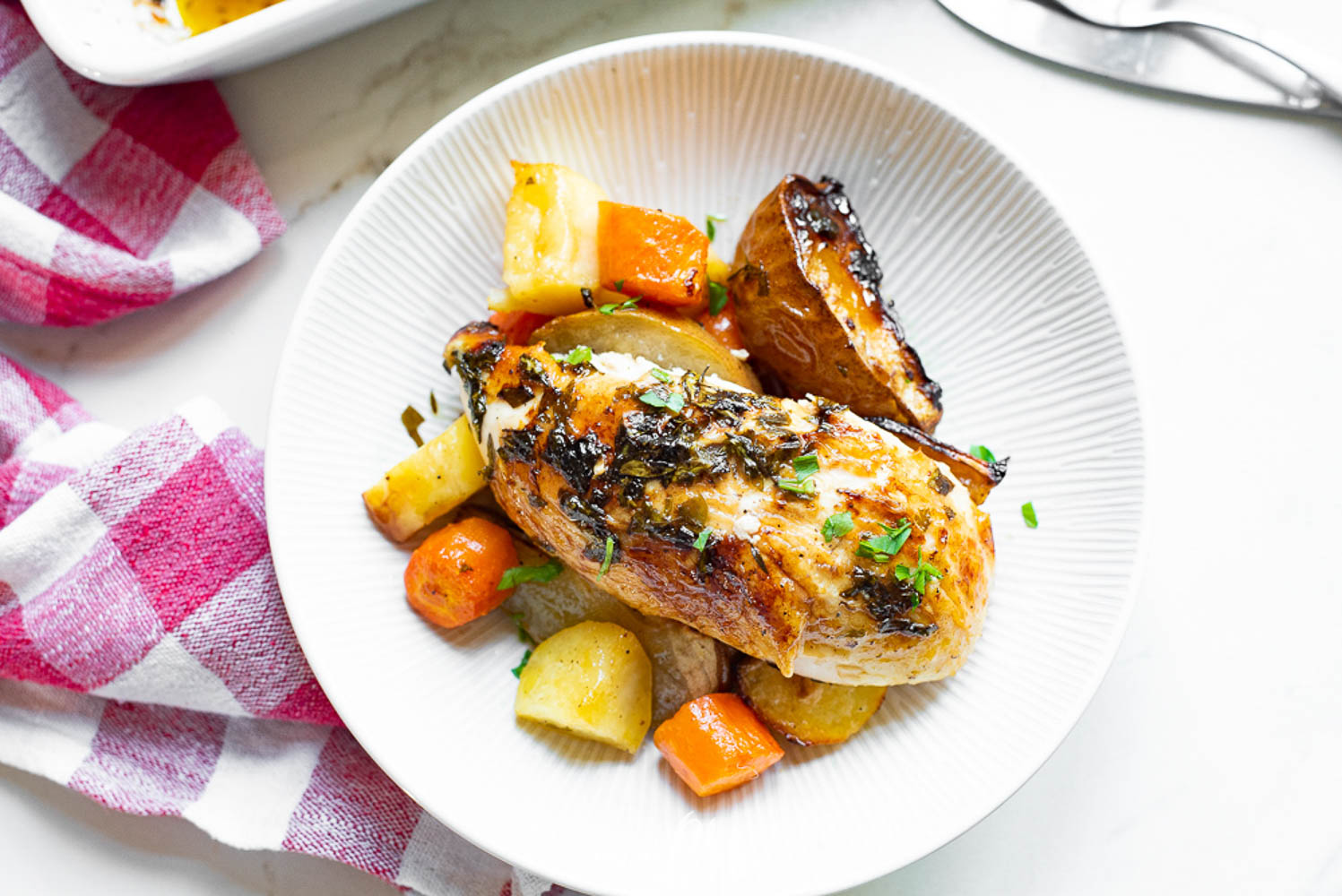 Lemon-Thyme Chicken with Root Vegetable Medley