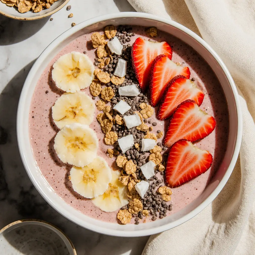 Chia-Topped Strawberry-Banana Smoothie Bowls