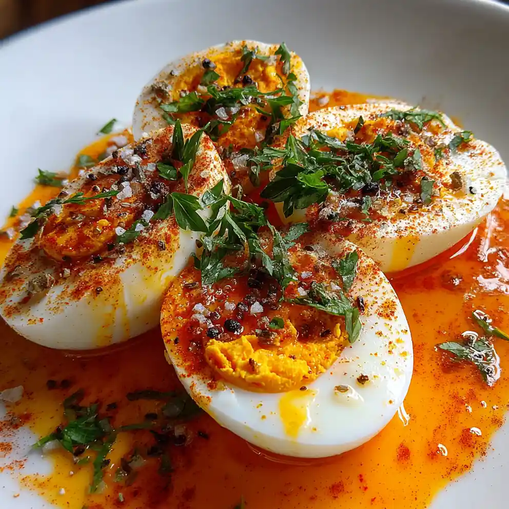 Smoked Paprika Seasoned Hard-Boiled Eggs