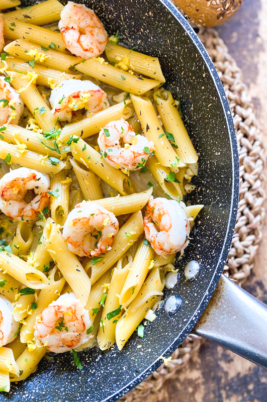 One-Pan Lemon Garlic Pasta with Shrimp
