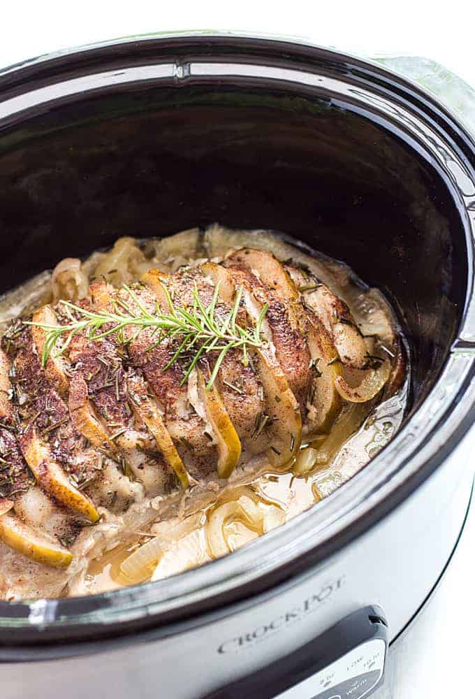 Slow-Cooked Pork Shoulder with Apple and Rosemary