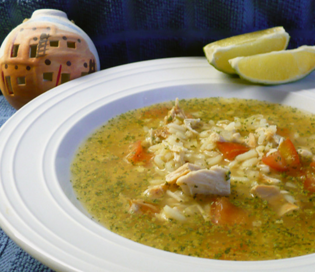 Mexican Chicken and Rice Soup with Italian Basil