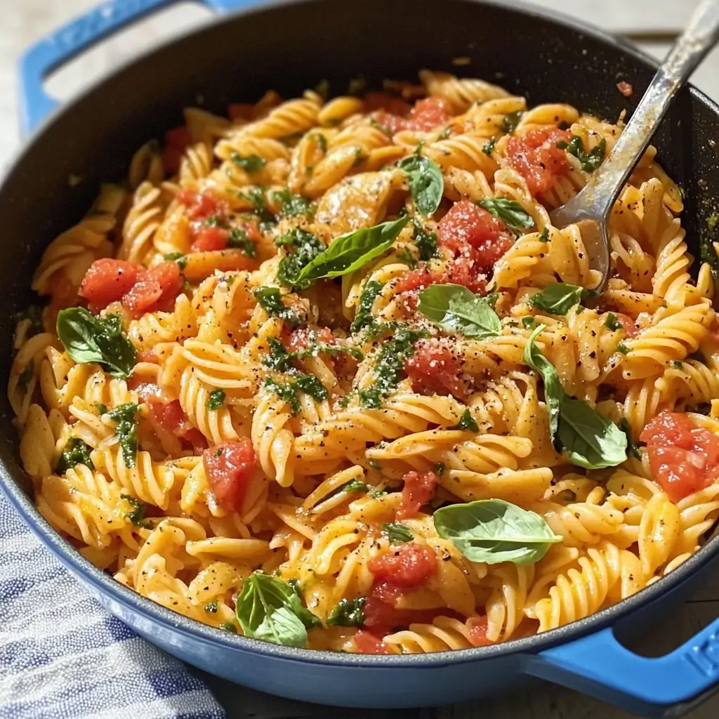 One-Pot Tomato Basil Pasta with Garlic