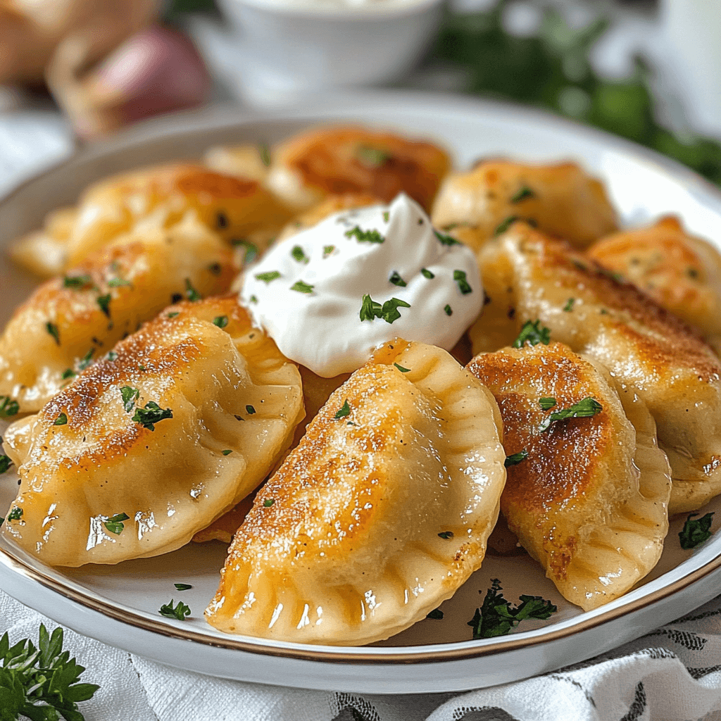 Potato and Cheese Pierogi with Caramelized Onion Topping