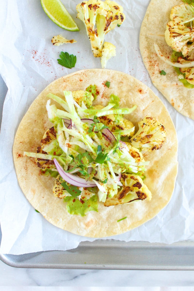 Miso-Tahini Roasted Cauliflower Tacos