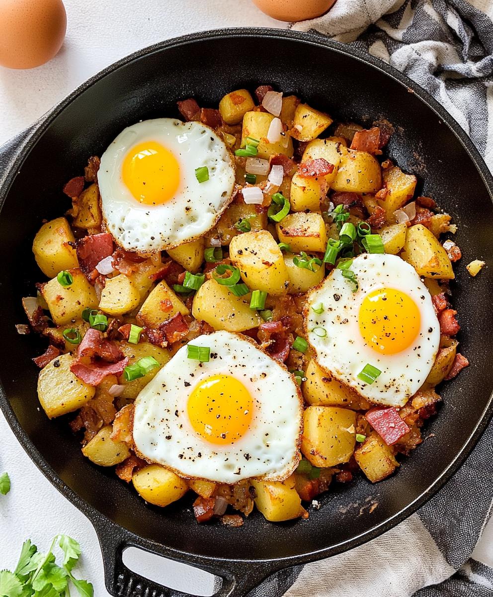 Savory Herb-Roasted Potato Hash with Fried Eggs