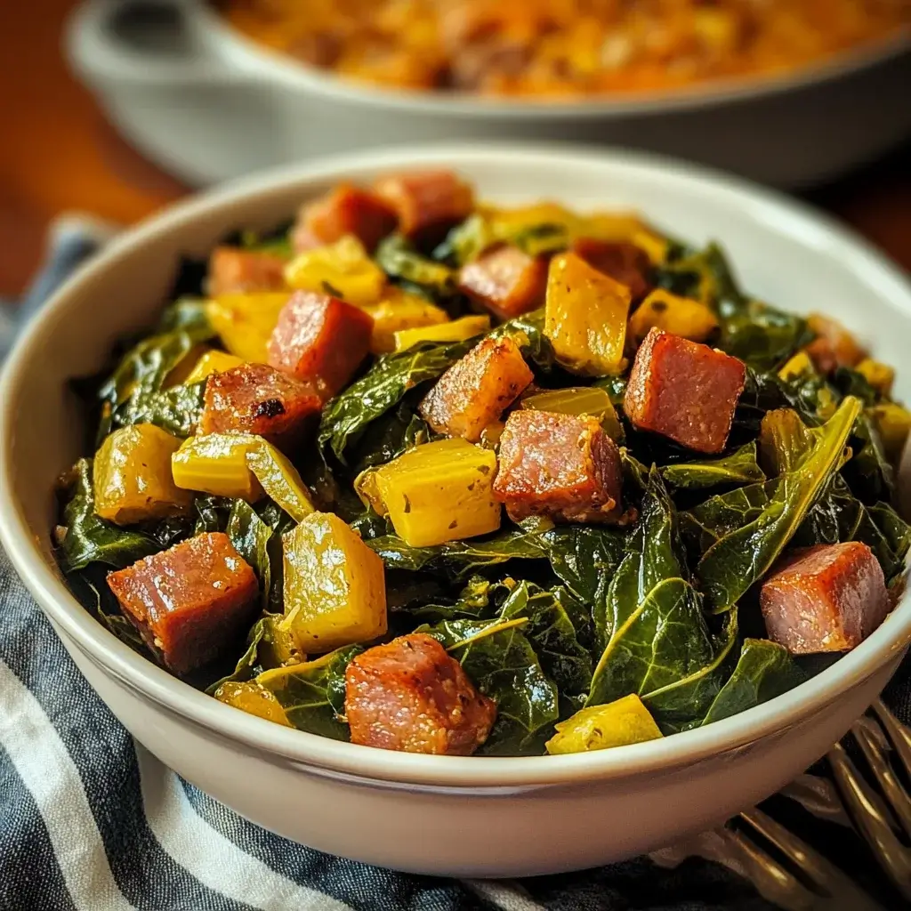 Slow-Simmered Collard Greens with Smoked Ham Hock