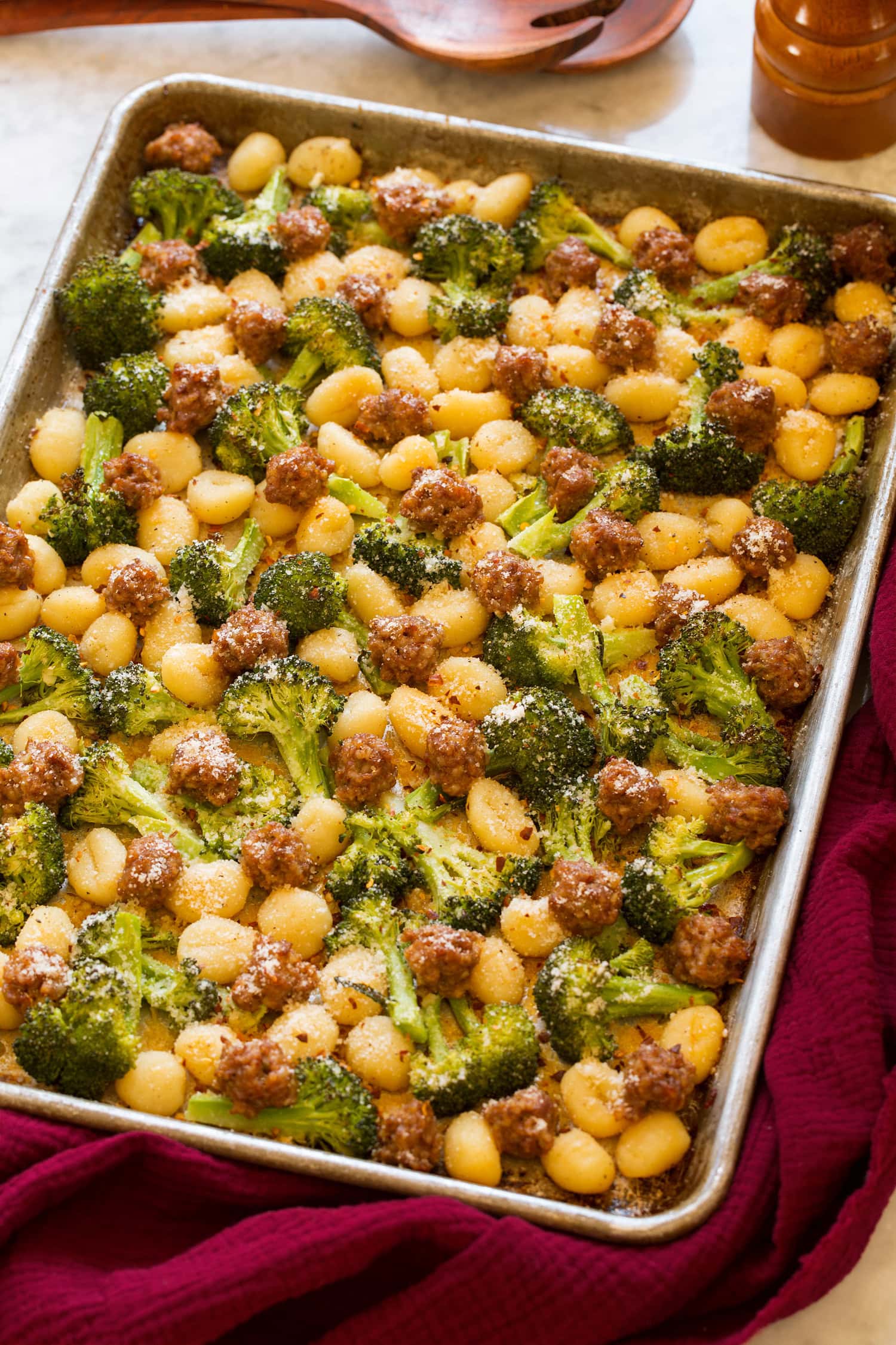 Sheet Pan Sausage and Broccoli with Almond Flour Crust