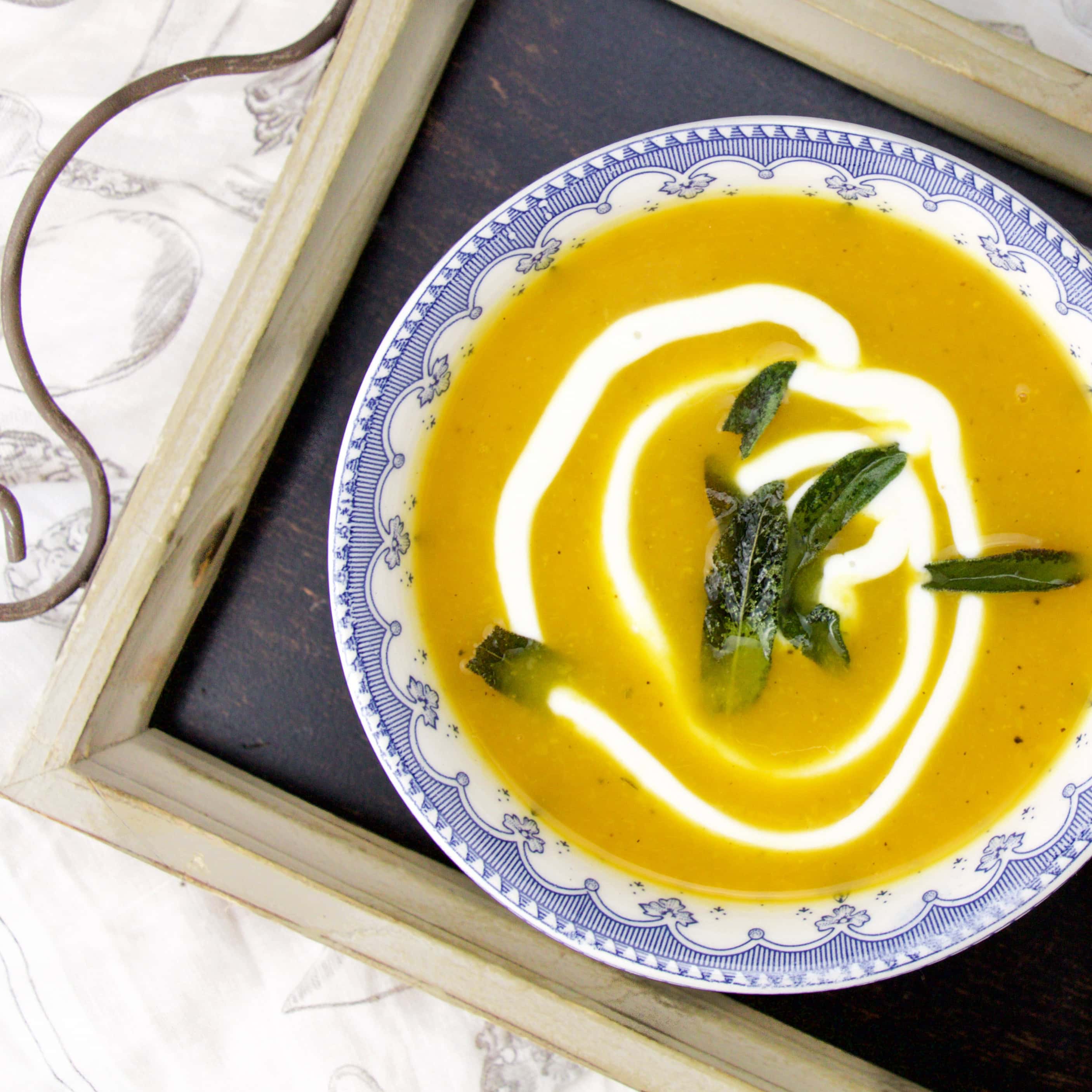 Simmered Butternut Squash Soup with Fresh Sage