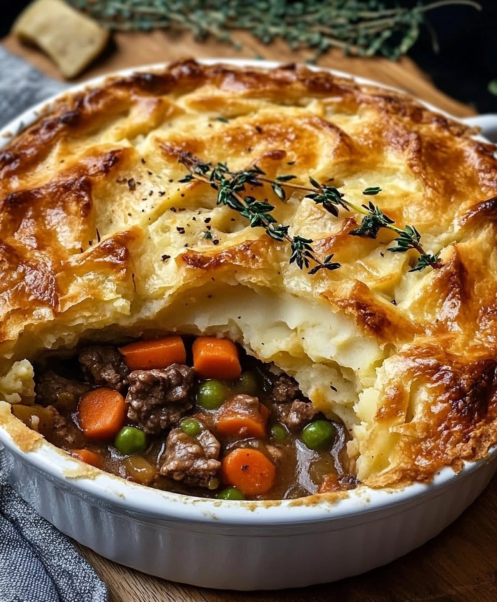 Baked Beef and Vegetable Pie with Mashed Potato Topping