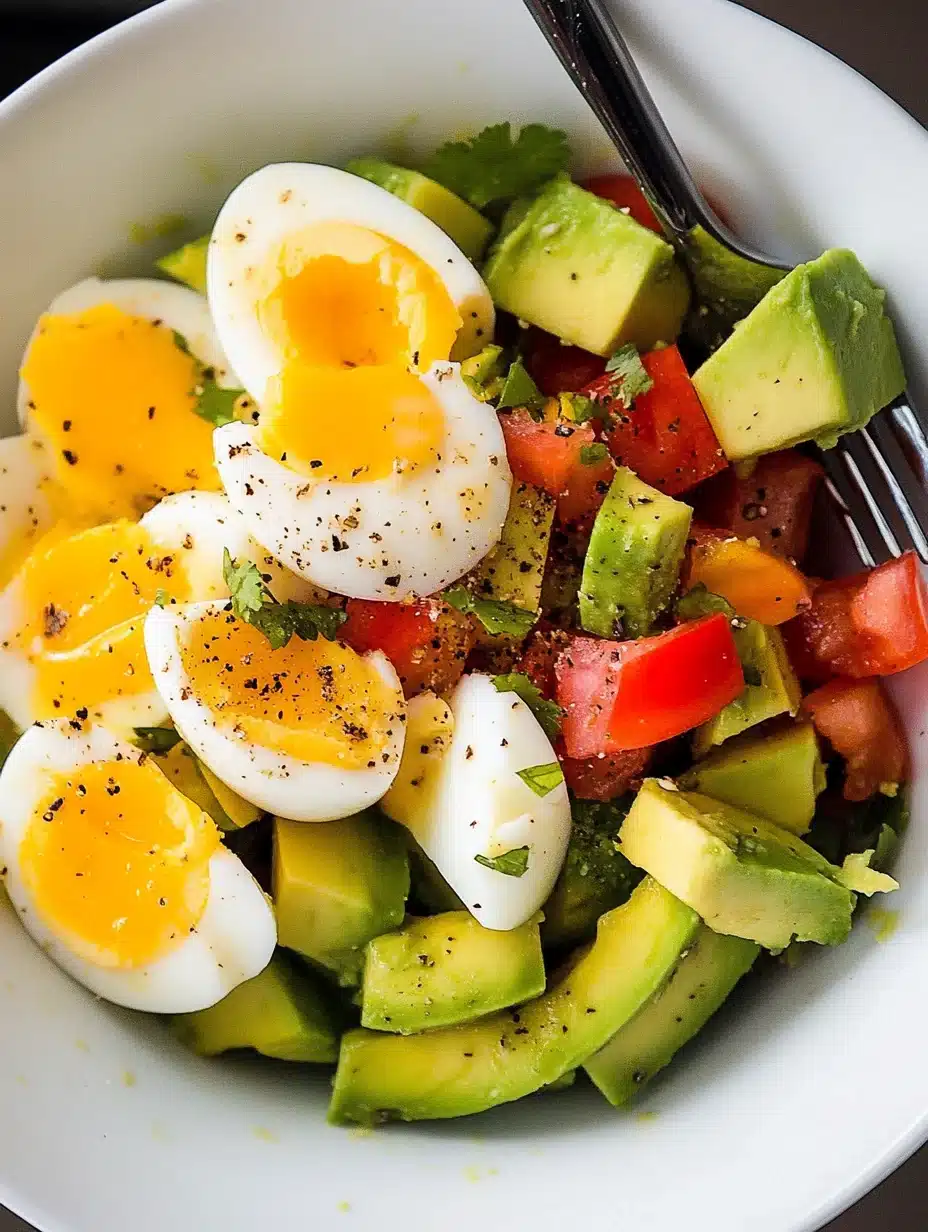Avocado and Hard-Boiled Egg Bowl with Cherry Tomatoes