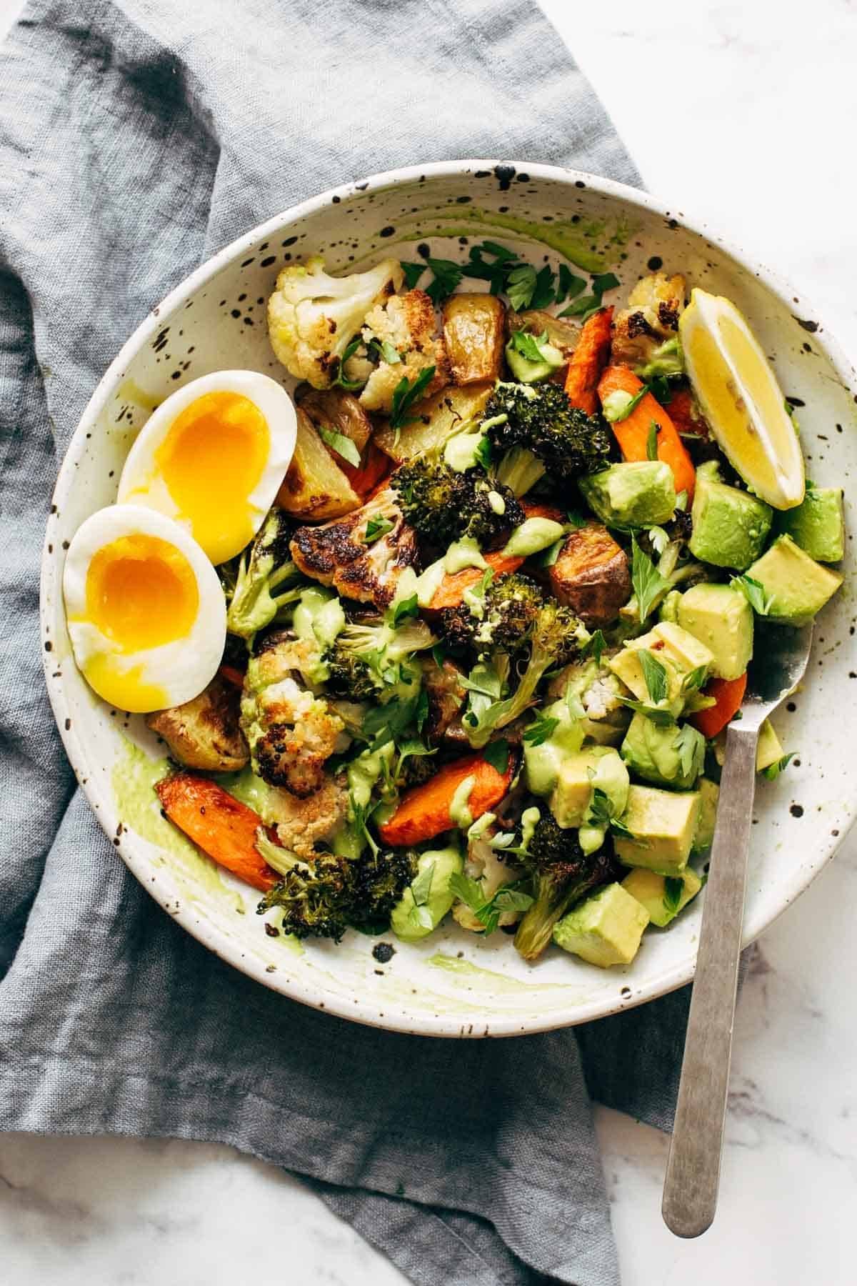 Roasted Vegetable and Egg Breakfast Bowl