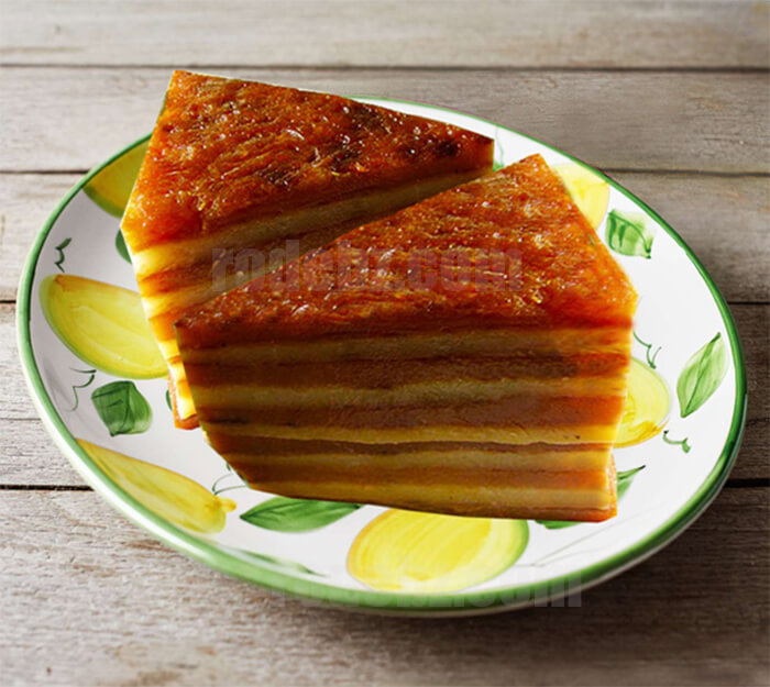 Layered Bebinca with Coconut and Jaggery